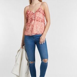 Express Pink Paisley Ruffle Camisole